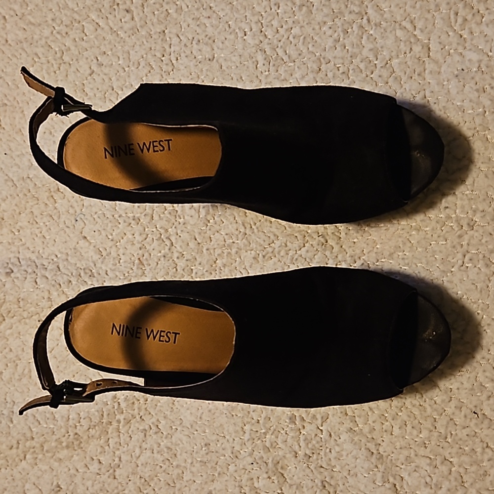 Black wedge sandals